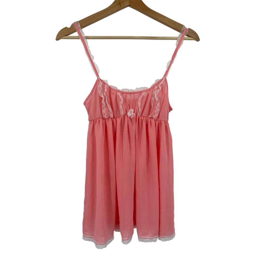 Victoria's Secret 2013 Babydoll Lingerie Women S Coral Pink Lace Trim Babydoll